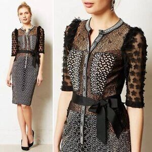 Byron Lars Black and Cream Midi Dress